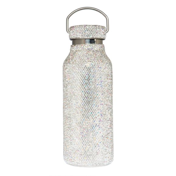 NWT GLAM CRYSTAL RHINESTONE WATER BOTTLE & DETACHABLE CHAIN IRIDESCENT 500ML - Picture 5 of 6